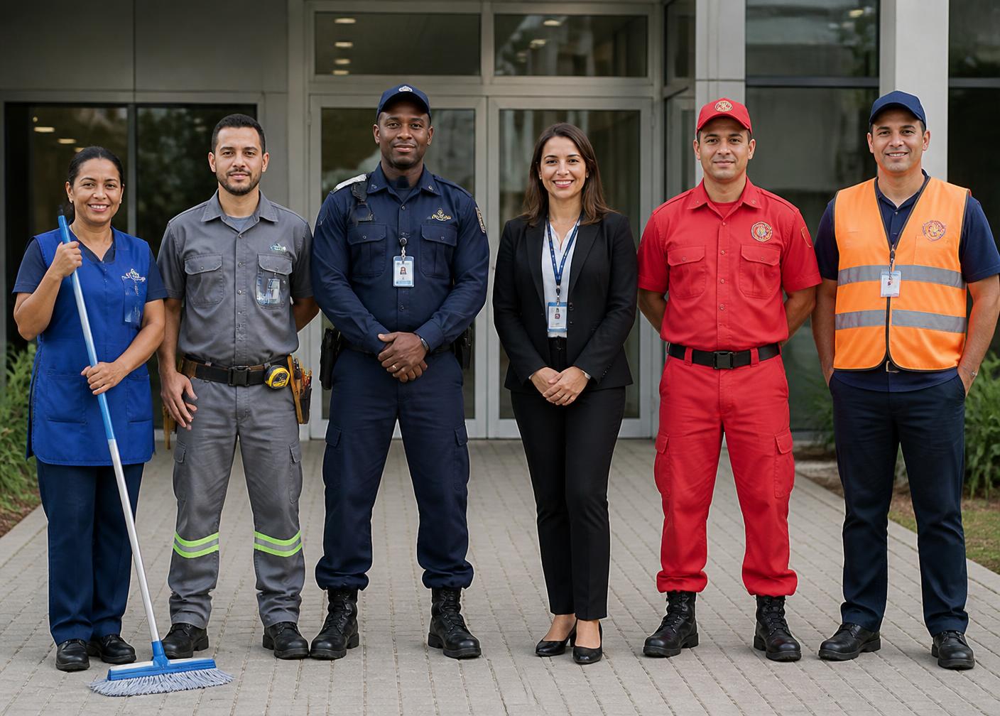 Equipe FB Facilities: limpeza, manutenção, segurança, recepção, bombeiro civil e apoio operacional